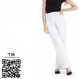 Pantalon blanc profession médicale ceinture élastique - Livraison gratuite