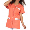 Tunique médicale femme couleur abricot garnie de blanc