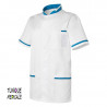 Tunique médicale homme blanc garnie bleu roy