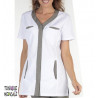 Tunique médicale femme couleur blanc garnie taupe