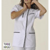 Tunique médicale femme couleur blanc garnie noir